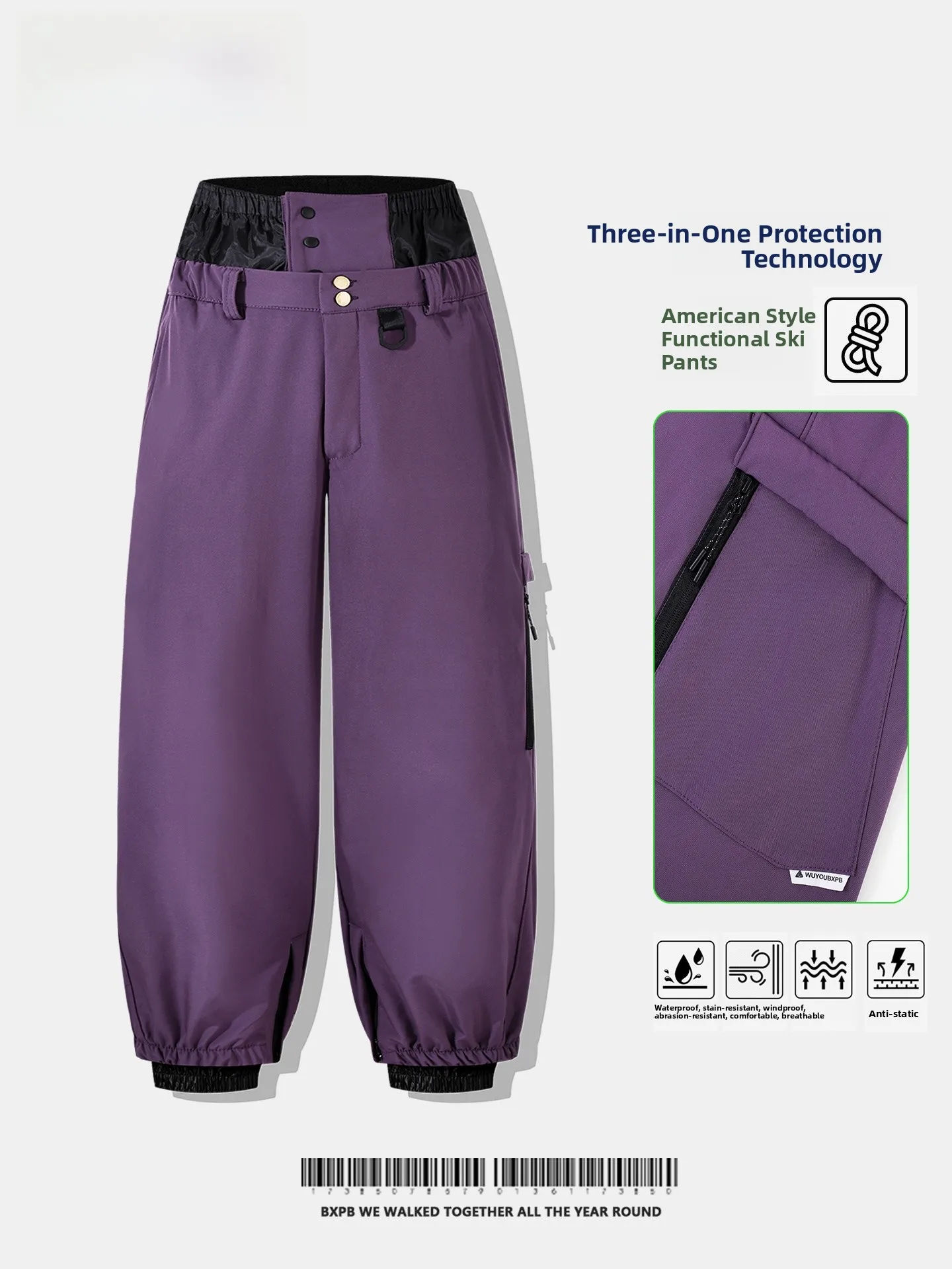 bxpb-ski-pants-men's-women's-loose-fce-lined-windproof-waterproof-outdoor-sports-trousers-for-single-and-double-boarding