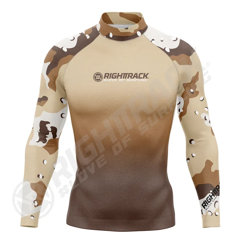 Neue Herren Surfhemd Tarnung Farbverlauf Lycra Rash guard Right track Surf Sportswear Strand UV-Schutz Bade bekleidung upf50