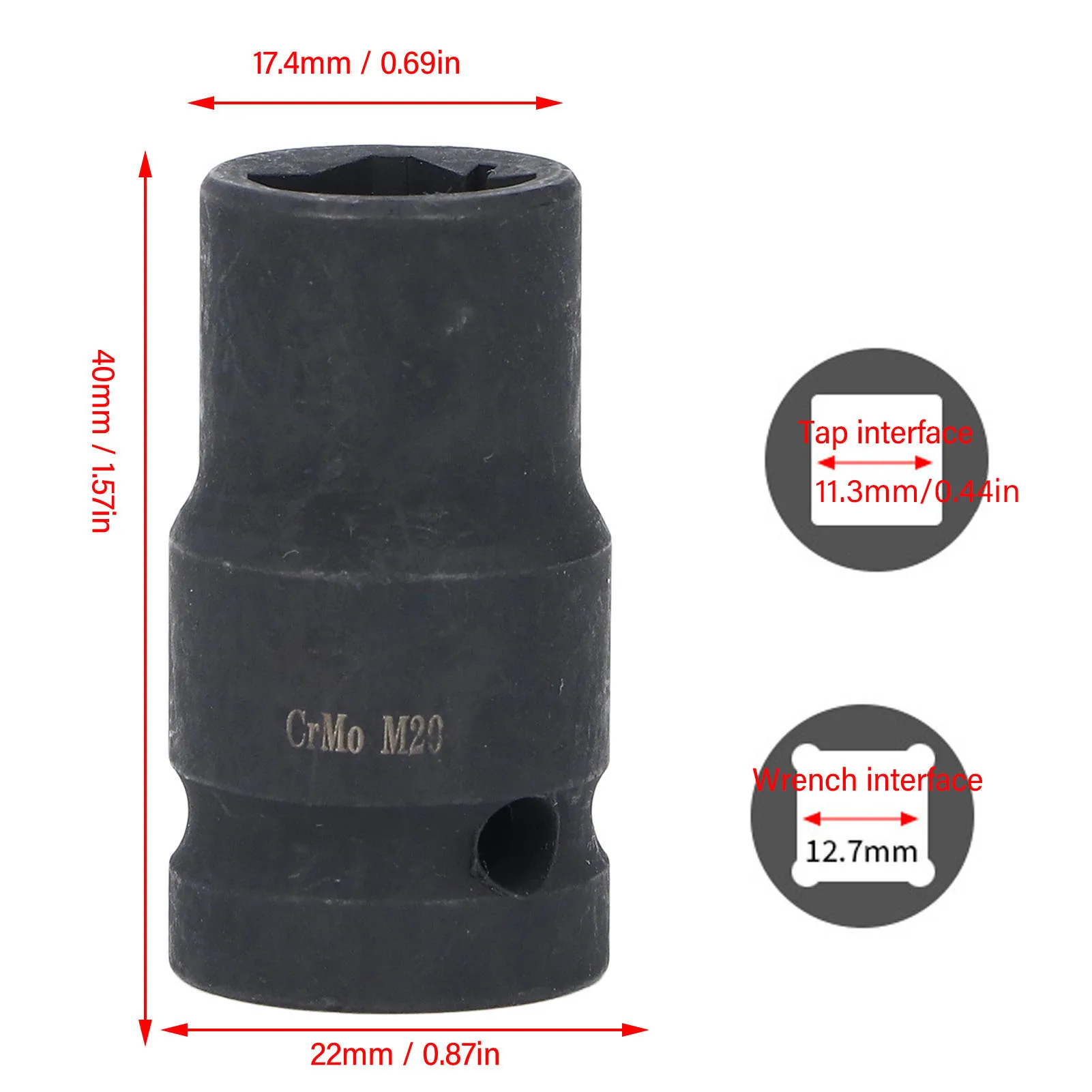 Квадратная головка для метчика M20 CRMO 1/2 дюйма с круглыми углами для электрического ключа Ручной ключ M20 Торцевая головка для метчика CRMO