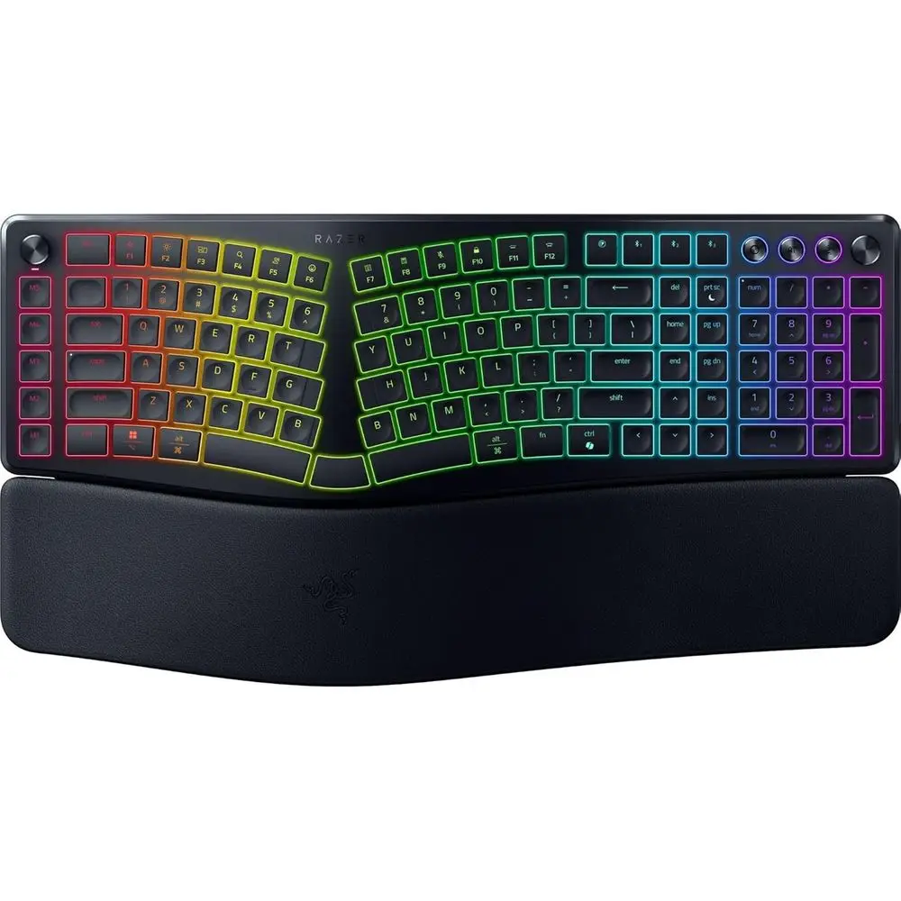 Ergonomic Split Mechanical Keyboard - Adjustable, Wrist Rest, Natural Layout, Multi-Device Connectivity (2.4 GHz, Bluetooth, USB