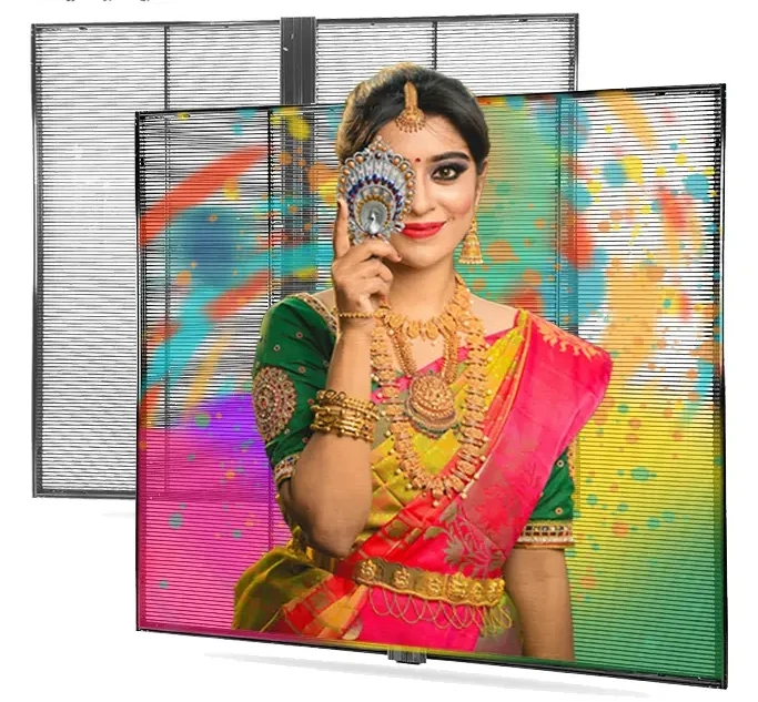 Kustomisasi. Dinding Video LED Transparan Jelas P3.91mm Layar LED Mesh Indoor Tirai Digital Signage Layar LED P3.91