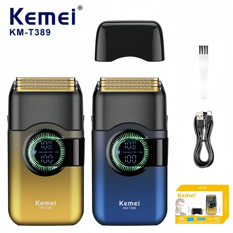 

Kemei KM-T389 Профессиональная роторная электробритва для мужчин, умный цифровой дисплей, триммер для бороды, машинка для стрижки волос и триммер для бакенбарда