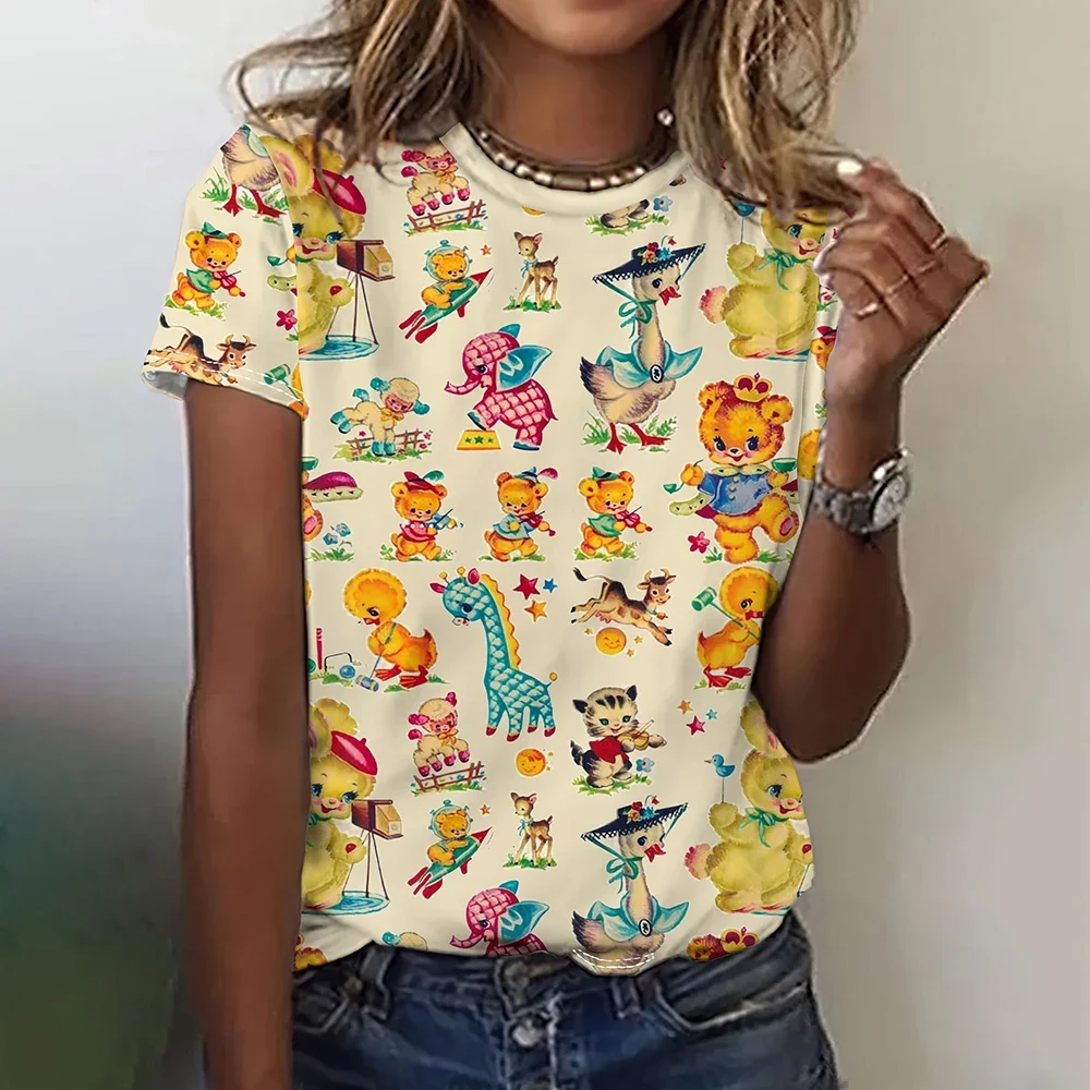 

Футболки с грибами West Cowboy Horse с 3D принтом, женская повседневная футболка с коротким рукавом Y2k Harajuku, футболки большого размера, топы, женская одежда