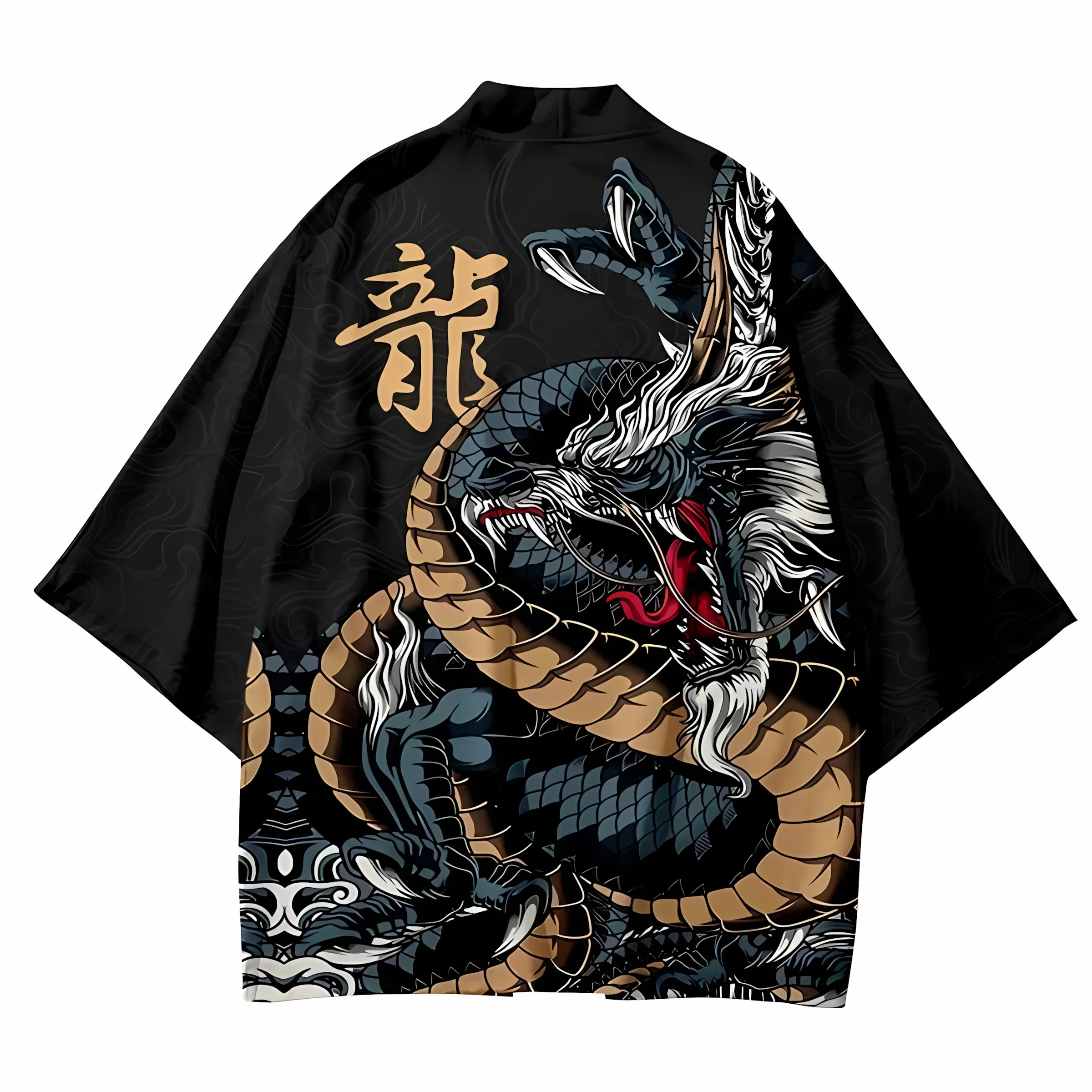 2026 Summer New Men's Kimono with 3D Dragon Pattern Print for Street Casual Fashion Comfortable Soft Breathable