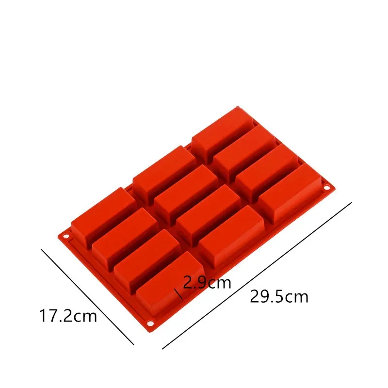 12holes Rectangle Shapes Silicone Mold Fondant Chocolate Mold Soap Mould Biscuit Cookie Baking Pan Kitchen Bakeware Accessories