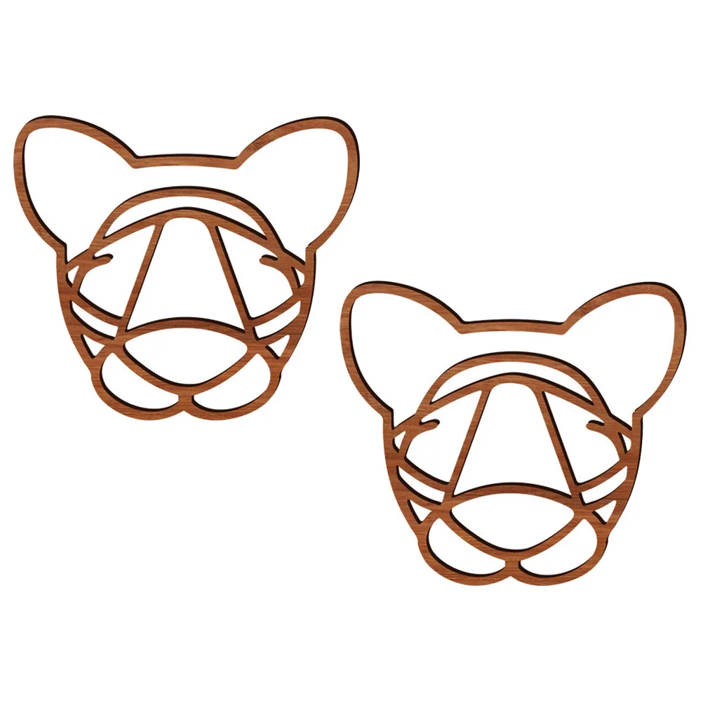 2 Pcs Wooden Animal Wall Decoration Home Craft Decorate Sign Nursery Basswood Ornament Office