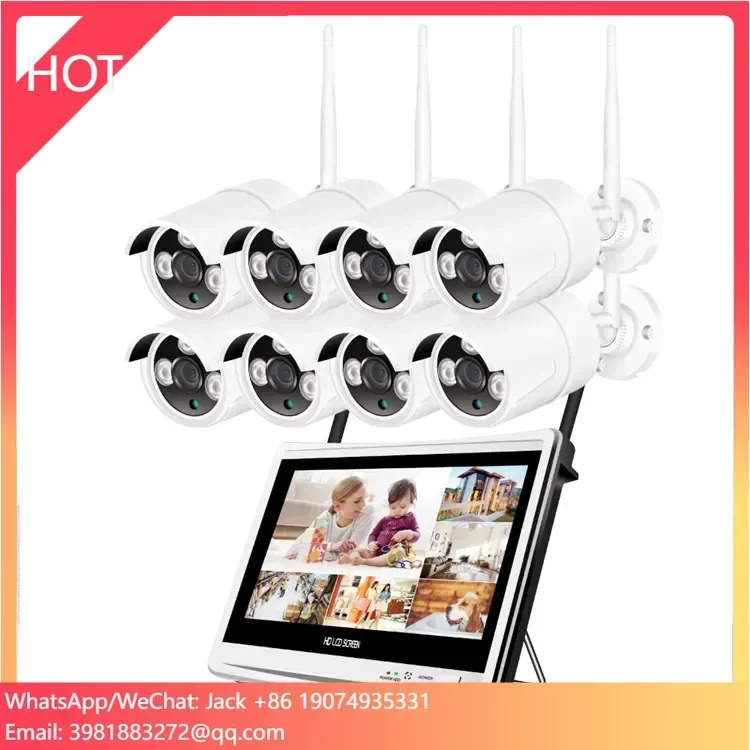 Jianvision 5MP 8-Channel Wireless IP Network Camera System with 12inches Screen