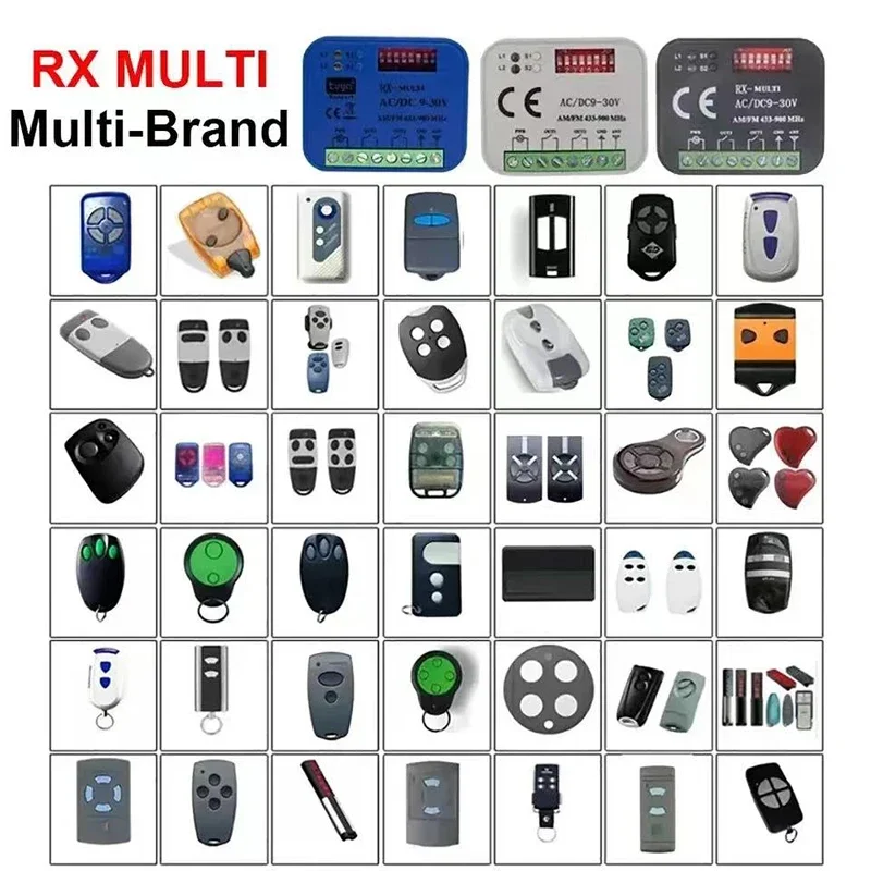 Universal RX Multi Frequency 300-868MHz Receiver 2CH 12V 24V Relay Module Garage Door Remote Control 433.92MHz 868MHz