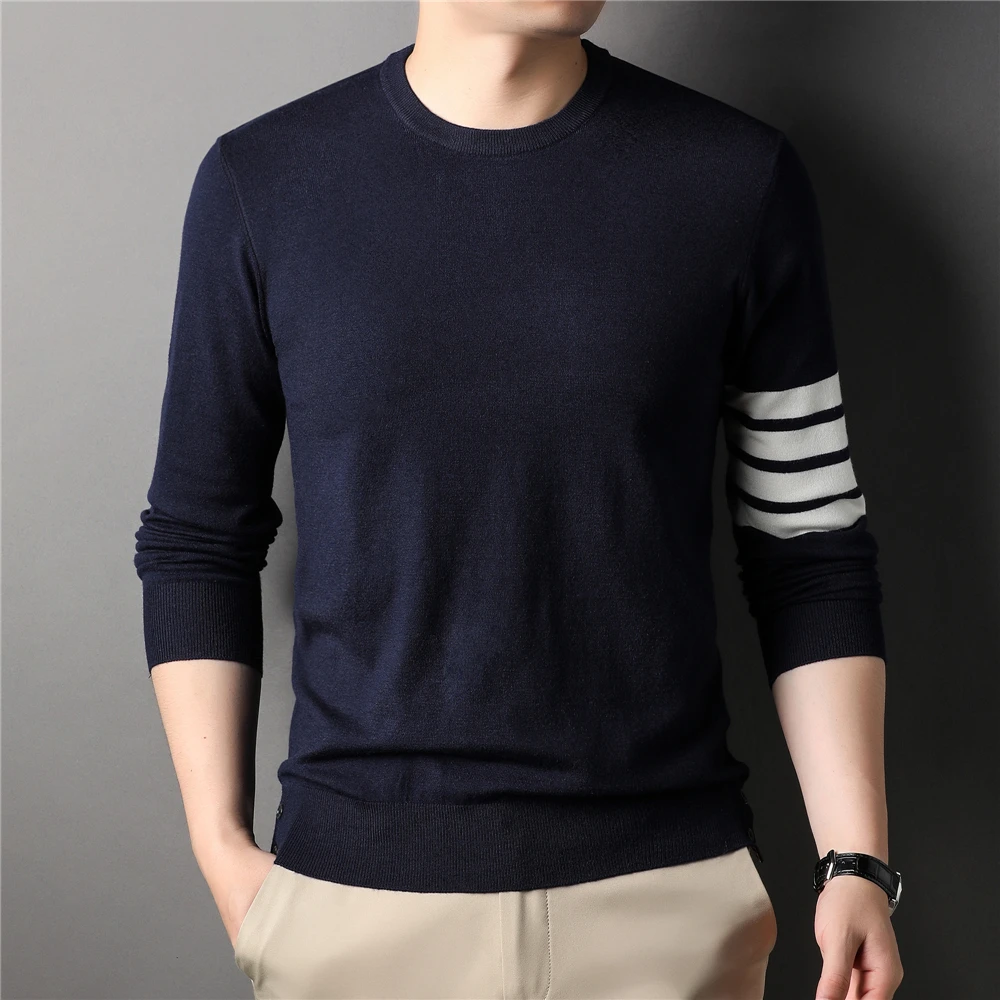 

Brand O-Neck Knitwear Sweater Men Clothing Spring Autumn New Arrival Classic Streetwear Striped Pullover Homme Z1193