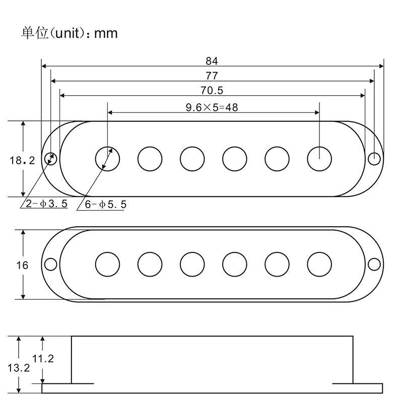 Fleor 3 stücke kunststoff st gitarre single coil abdeckungen für e-gitarren teile – Detail 2