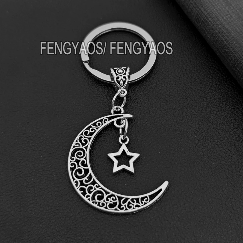 Y2K Keychains Star Moon Metal Key Rings For Women Men Friendship Gift Handbag Decoration Handmade Jewelry