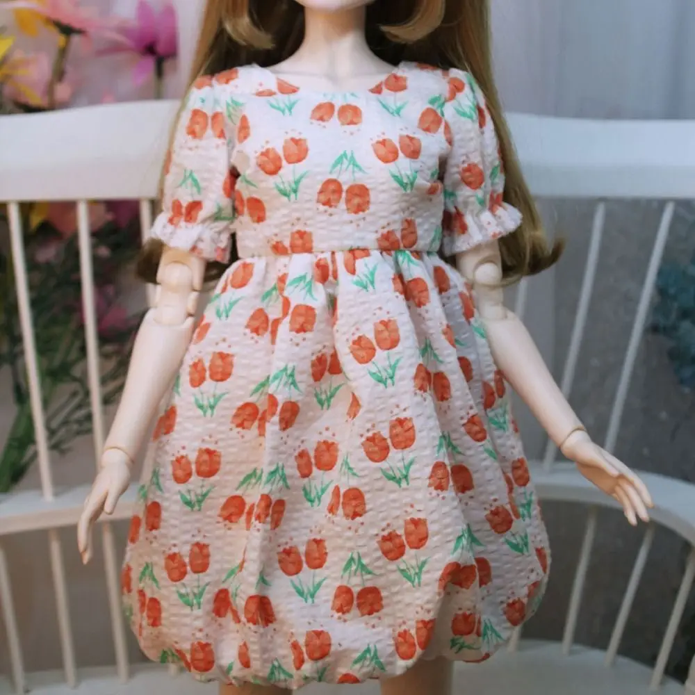 Handmake Elegant Pumpkin Dresses Bow Flower Fashion Trailing Strapless Skirt Mini for 1/3 1/4 1/6 BJD 30/45/60cm Dolls