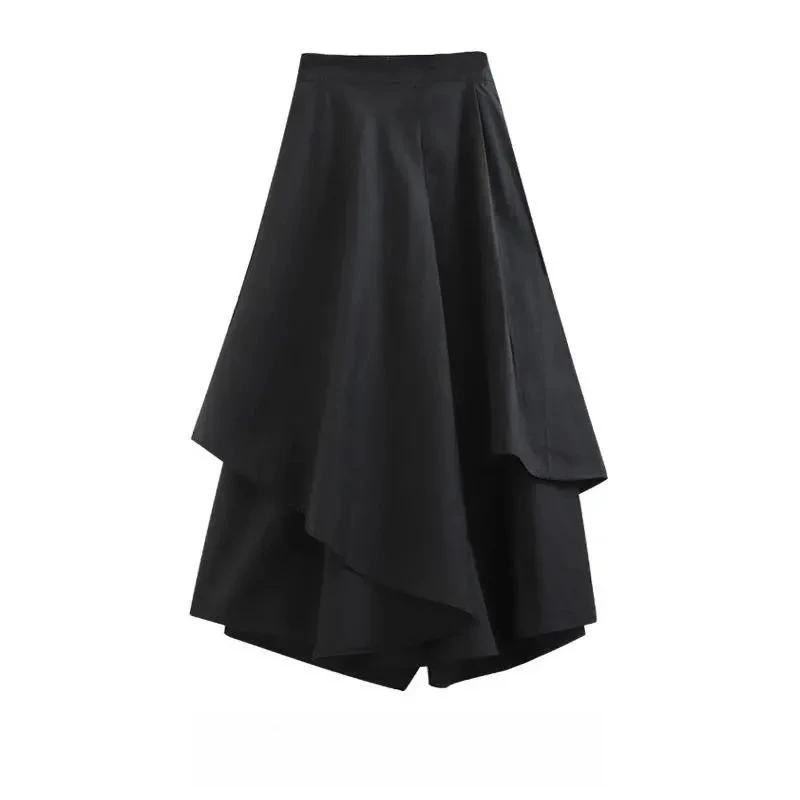

Dark Style Irregular Ruffled Skirt for Women Mid-length High-waisted A-line 2025 New Skirt Pants Harajuku Japanese Fashion Boho