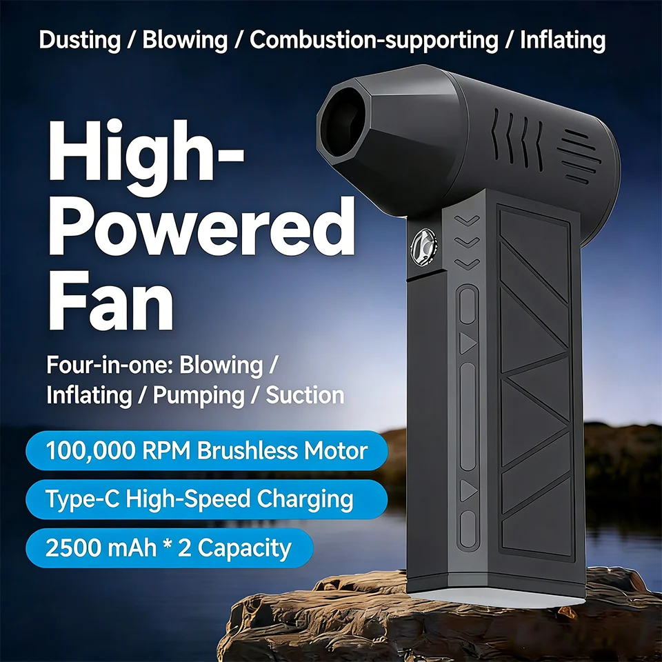 

HOT Turbo Fan Original Rechargeable Blower 130000RPM 52m/s Brushles Air Blower Turbo Jet Fan Portable Dust Blower Electric Dryer