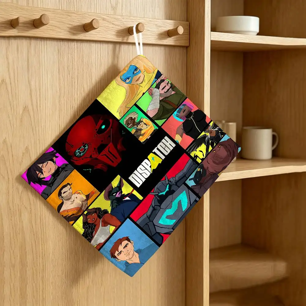 Game D-Dispatch Hanging Kitchen Towel, Polyester Cotton Fabric, Absorbent Hand Wiping Towel for Home Dormitory