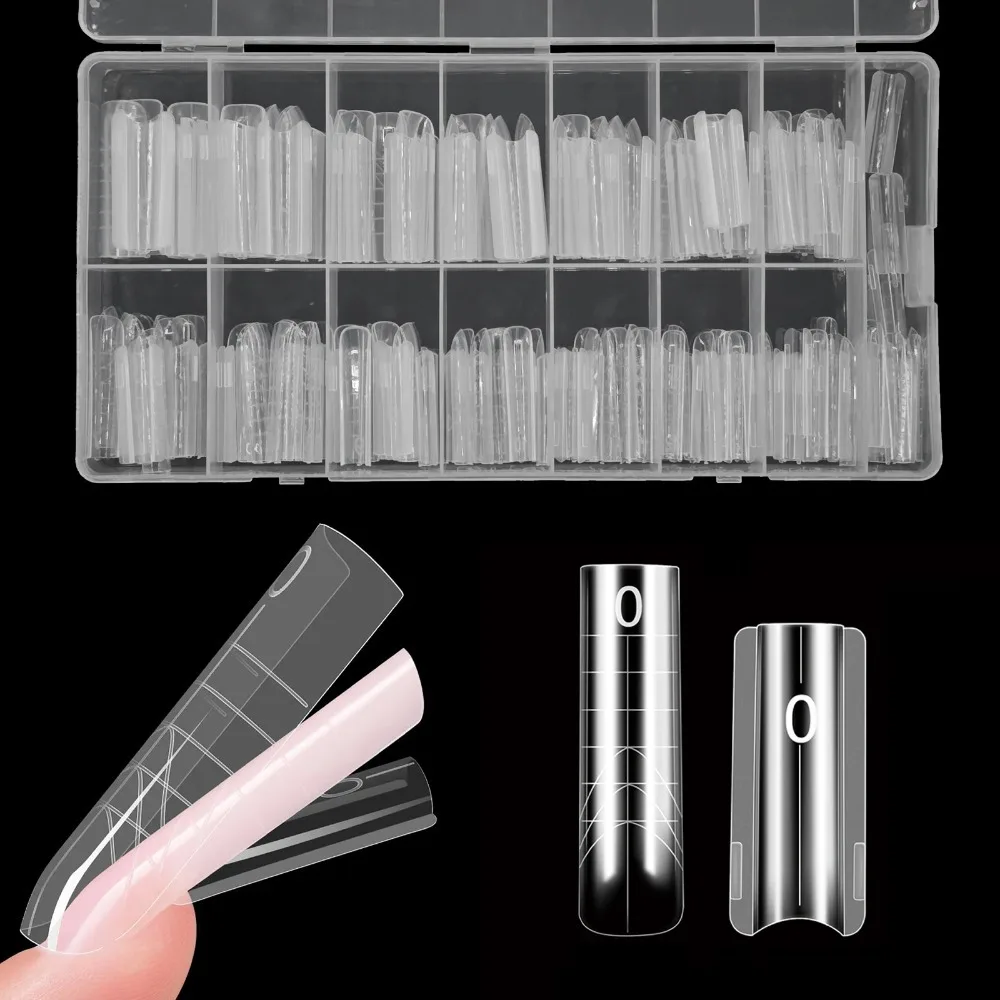 240Pcs Long Coffin Nail Mold Set for Quick Nails Extension 15 Sizes Plastic No Paper Forms Needed image 6