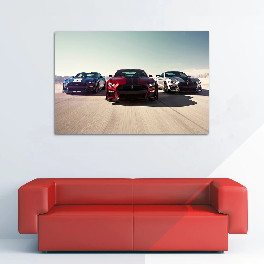 Sports Cars Mustang Shelby GT500 Canvas Poster For Home Decor Custom Personalized Printing Painting Wall Art Picture No Frame