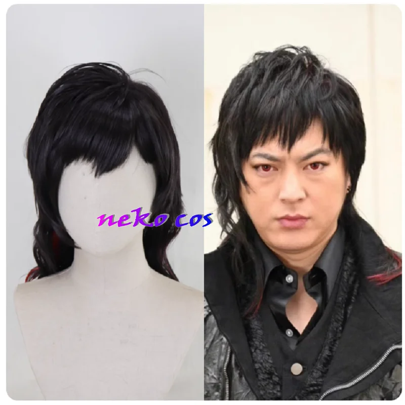 nekocos rider gavv Lango Stomaco nero con parrucca rossa evidenziata Parrucca costume cosplay