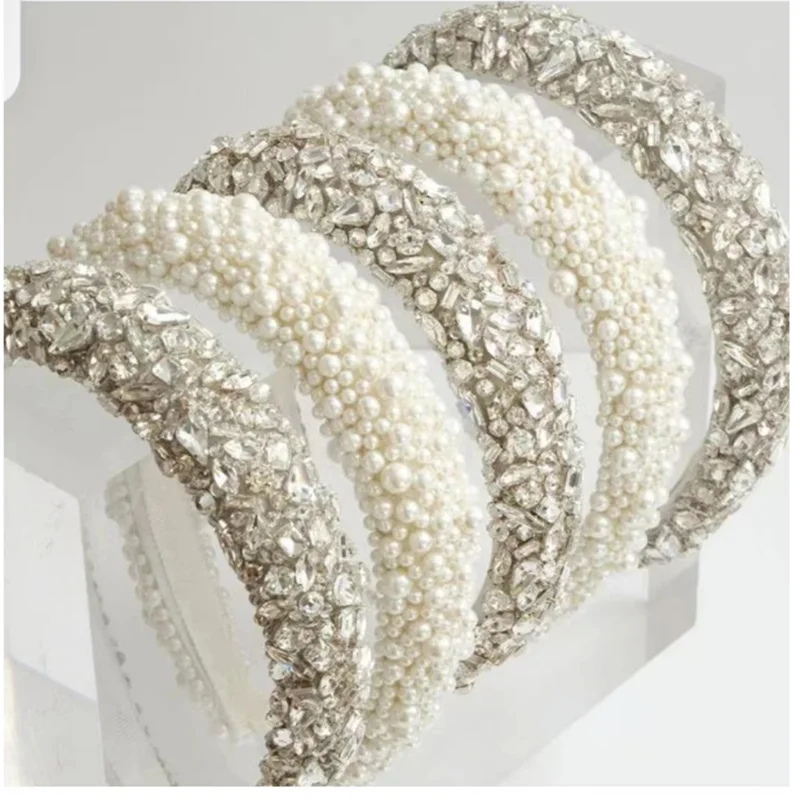 Luxury Crystal Headbands For Women Wedding Hair Accessories Padded Rhinestone Bridal Hairband Prom Party Headband Hair Hoops