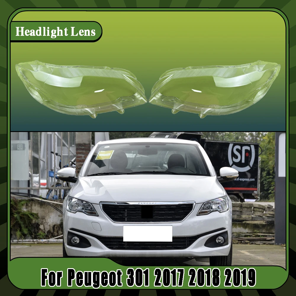 

For Peugeot 301 2017 2018 2019 Auto Light Caps Car Headlamp Cover Transparent Lampshade Headlight Shell Replace Original Lens