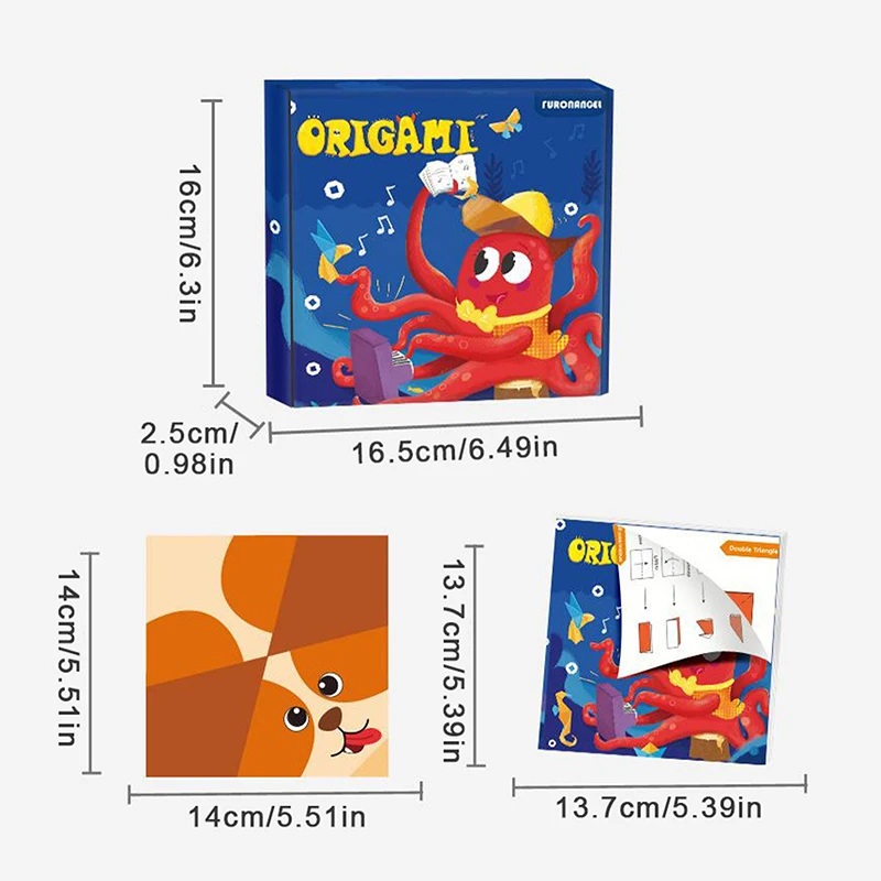 Kinder im Alter von 5–16 Jahren, 108 Blatt mit 54 Mustern, Anleitungsbuch, Origami-Papier-Set für Fortgeschrittene Anfänger