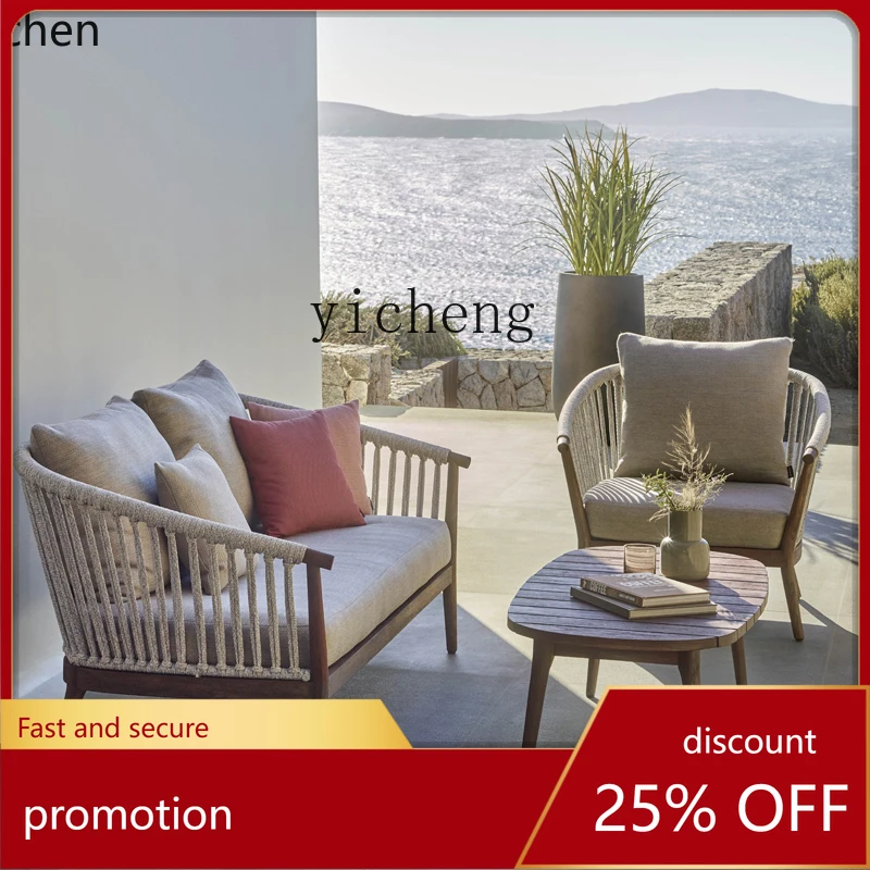 

HXL Outdoor Sofa Courtyard Villa Furniture Open-air Garden Teak Leisure Sofa