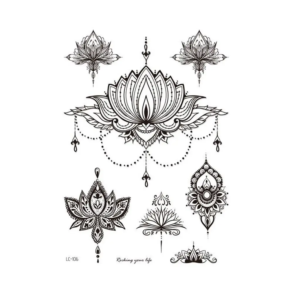 Stickers Wedding Tool India Flower Hand  Legs Arm Black Tattoo Stickers Body Art Sticker Henna Tattoo Temporary Tattoo