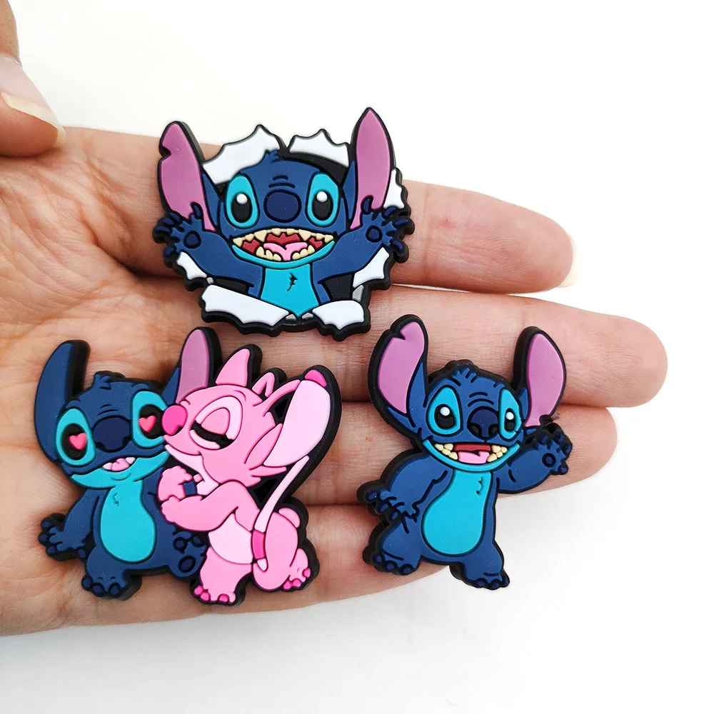 Disney lilo stitch série sapato encantos dos desenhos animados diy sapatos acessórios para tamancos sandálias decorações crianças presentes de natal