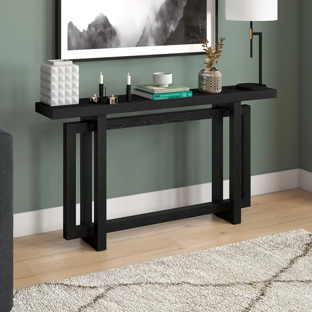 

Breslow 55" Wide Rectangular Console Table, Black Grain