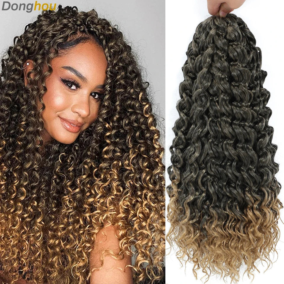 

14"18" GoGo Curly Crochet Hair For Black Women Honey Blond Gray Red Water Wave GoGo Curl Crochet Braids Deep Wave Braiding Hair