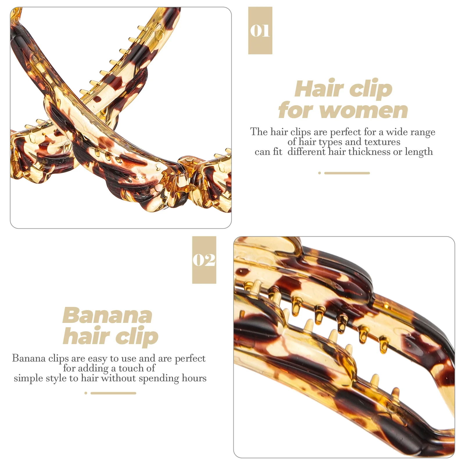 

4pcs Banana Clips Lightweight Simple Accessories for Curly Hair Women Deep Coffee Blue Transparent Colors Fit Thick Long Hair
