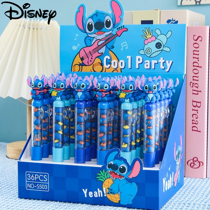 36pcs Disney Stitch Gel Pen Lilo & Stitch Brochette Le 0.5mm Black Press Sign Pen Student Stationery Wholesale Gifts
