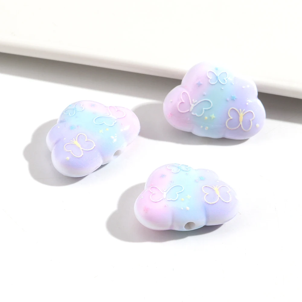 15Pcs Cute Cloud Shape Bow Acrylic Spacer Beads for DIY Jewelry