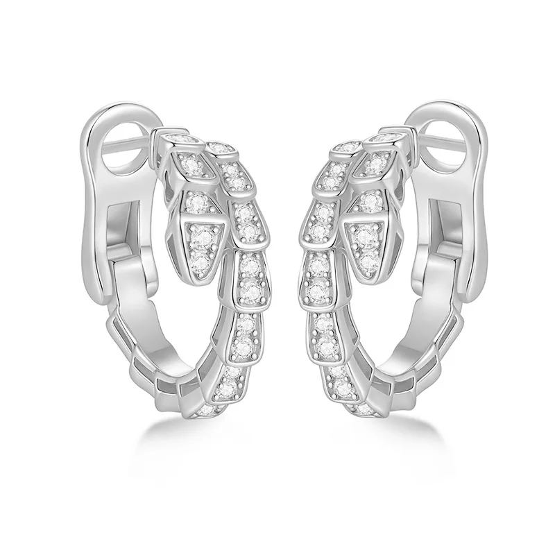 Winkin Winsin Brand Luxury Designer GRA Certificate Earrings Women S 925 Sterling Silver Snake Bone Moissanite Earrings Jewelry