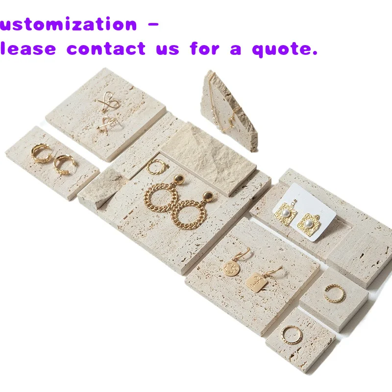 

Элитный набор для демонстрации украшений из натурального камня: подставка для серег из бежевого травертина