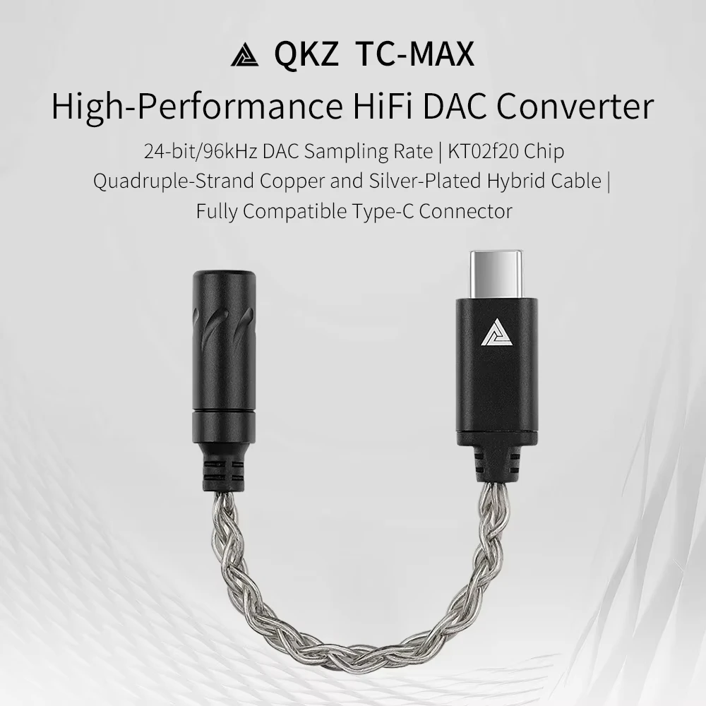 Original QKZ Headphone Audio Adapter HiFi DAC USB Type-C To 3.5mm Amplifier Decoder IEM AMP Mobile Phone Adapter TC-MAX Pro