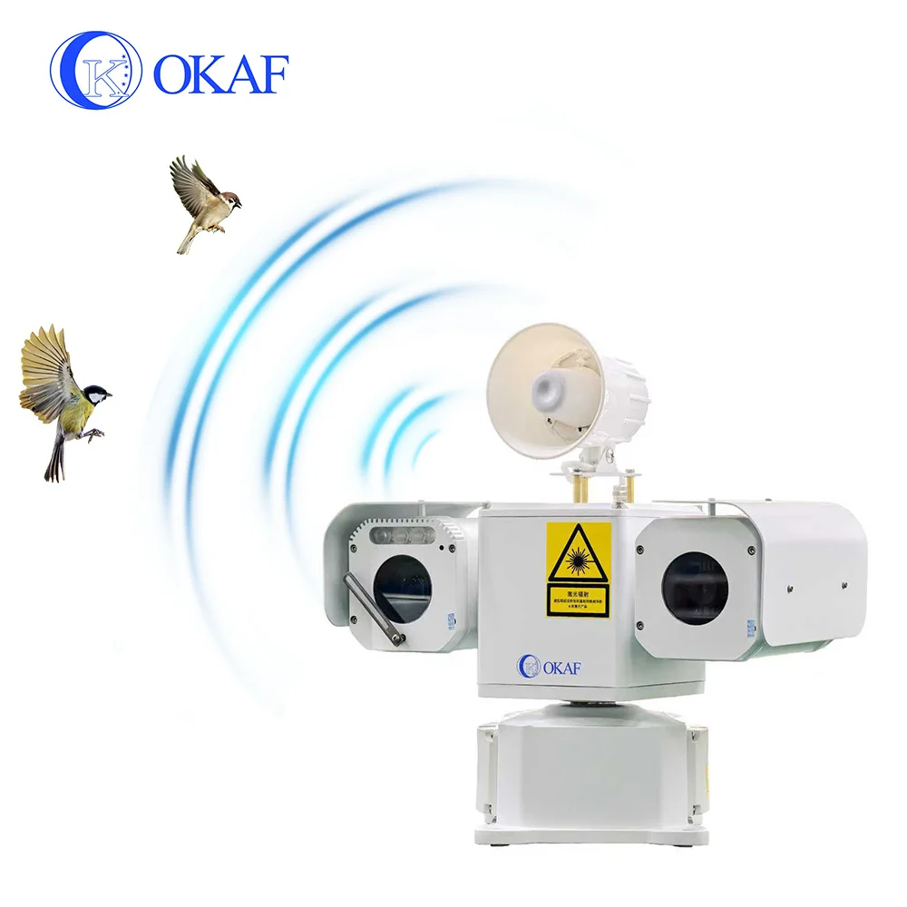 

OKAF Waterproof IP65 AI Smart Bird Repeller Laser Device Airport Laser Bird Repeller with System Control