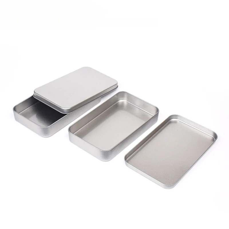 2PCS 15cm Rectangular Cigarette Storage Tin Box for Candy Jewelry Wedding Favor Metal Card Makeup Brush Case Cosmetic Organizer