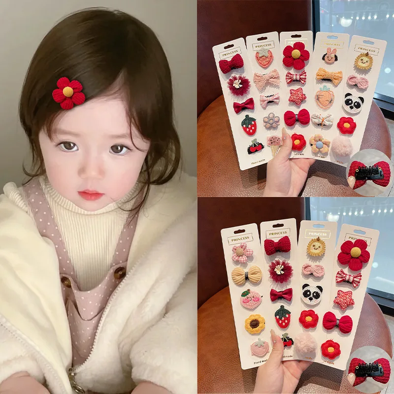 5pcs/lot Cartoon Cute Baby Hair Clips for Newborn Flower Modelling Hair Clips Kids Headwear Bowknot Snap Hair Clamp Pins
