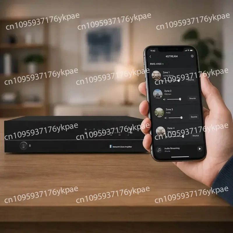Professional 8-Channel Audio Amplifier 4-Zone Wireless Bluetooth Connection Digital Power Mixer Volume Control Amplifier