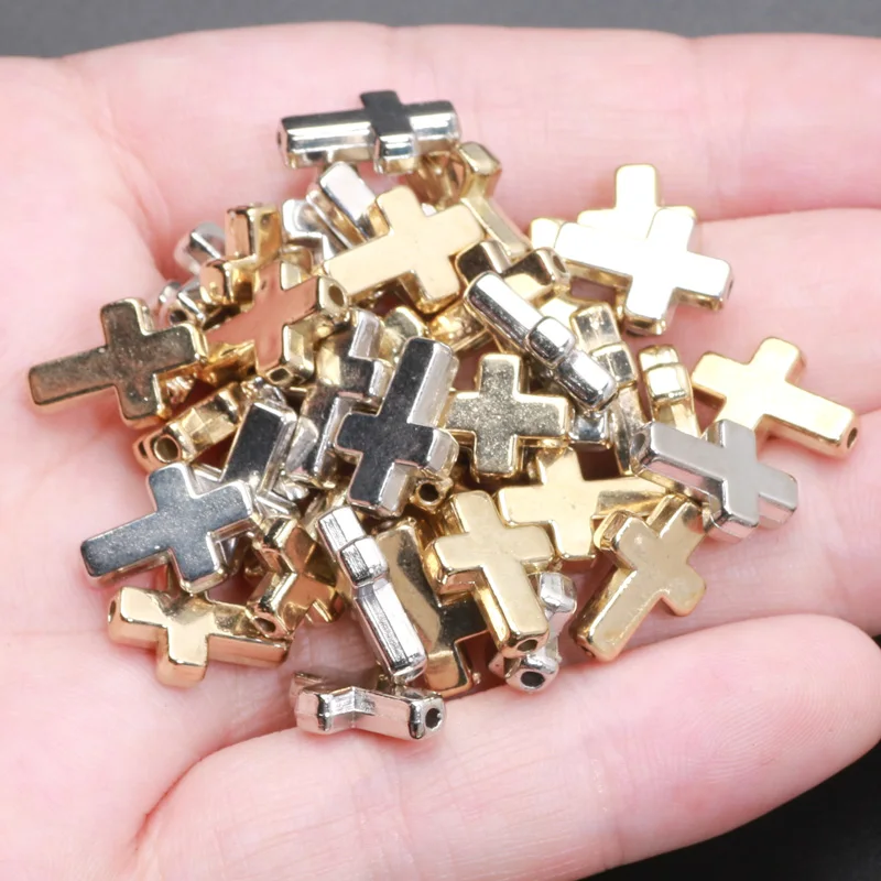 KC Gold Color Cross Beads CCB Spacer Beads Necklaces Bracelet 50pcs Acrylic Beads For Jewelry Making DIY Handicrafts Accessories