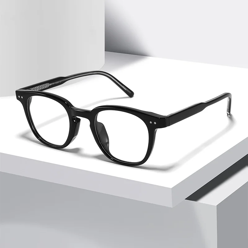 Acetate Eyeglasses Optical Frame Full Rim Spectacel Fashion Glasses Round High Diopter Suitable Big Nose 23mm Wide 47mm Wide
