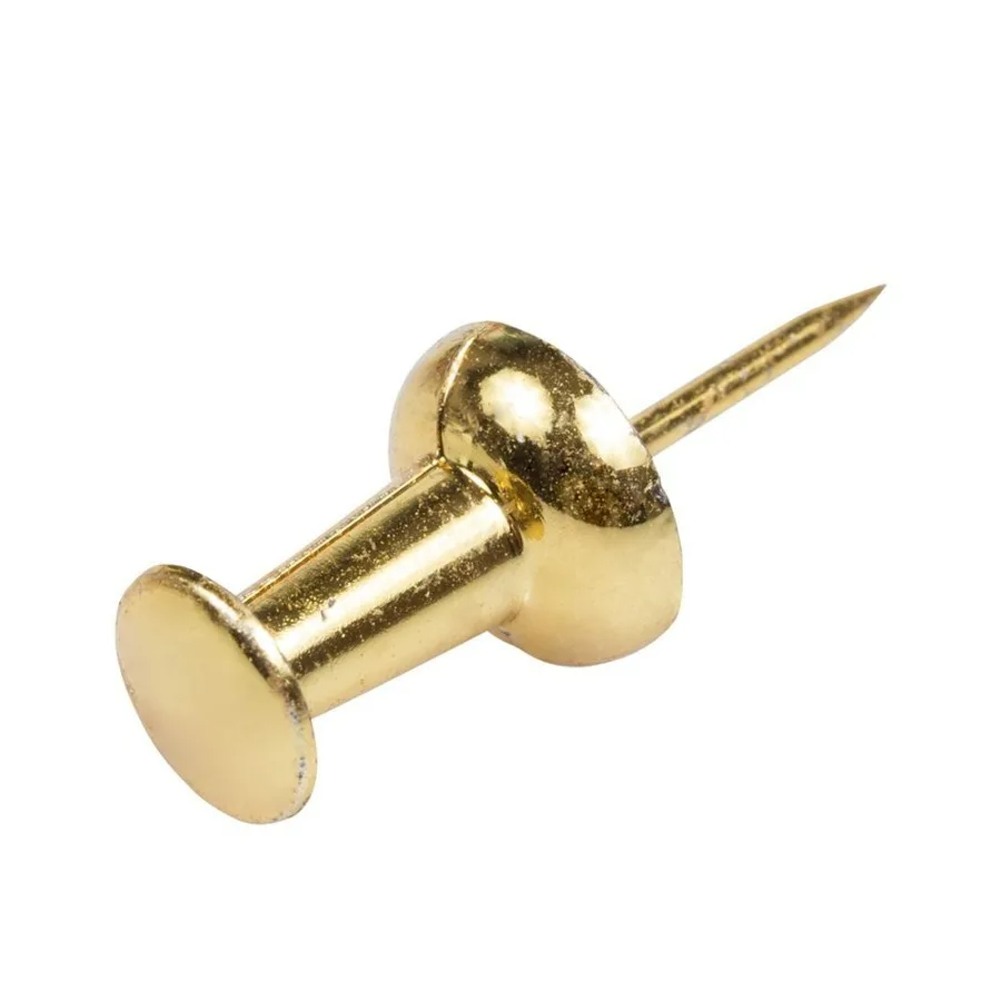 Gold Push Pins for Office and Home Use 2 Packs of 100 Reliable Metal Fasteners for Bulletin Boards Wall Displays and Craft Proj