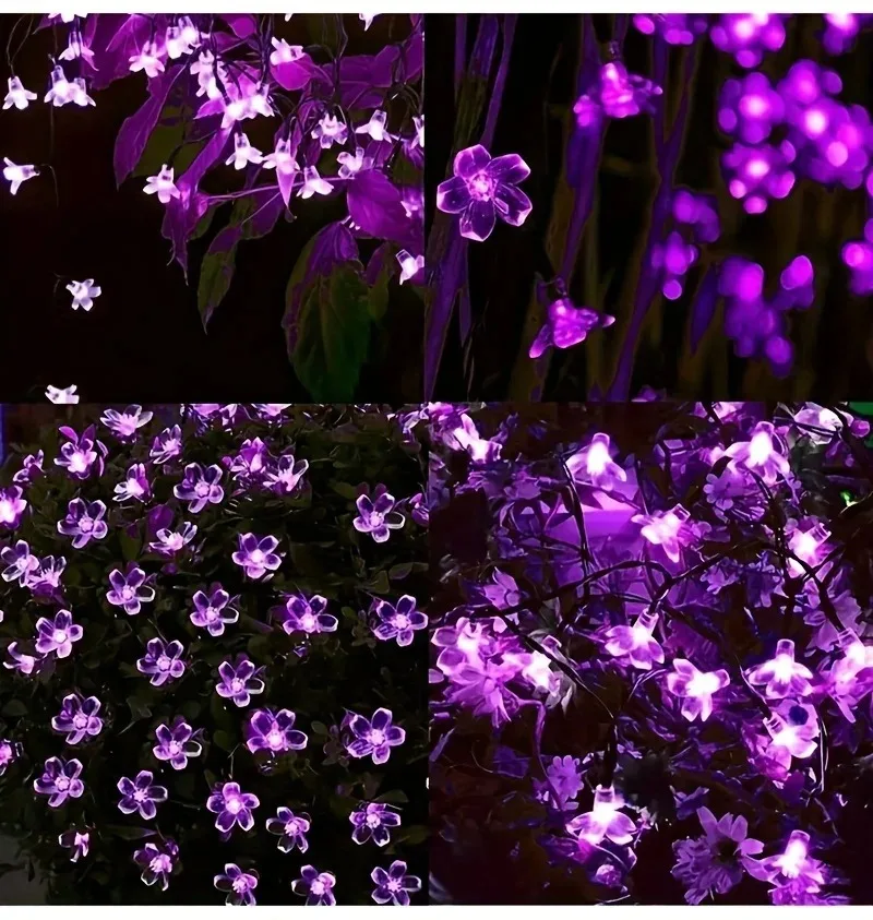Solar Powered Cherry Blossom String Lights 5/7/12/22M Outdoor Garden Wedding Party Decoration Fairy Light Garland Waterproof