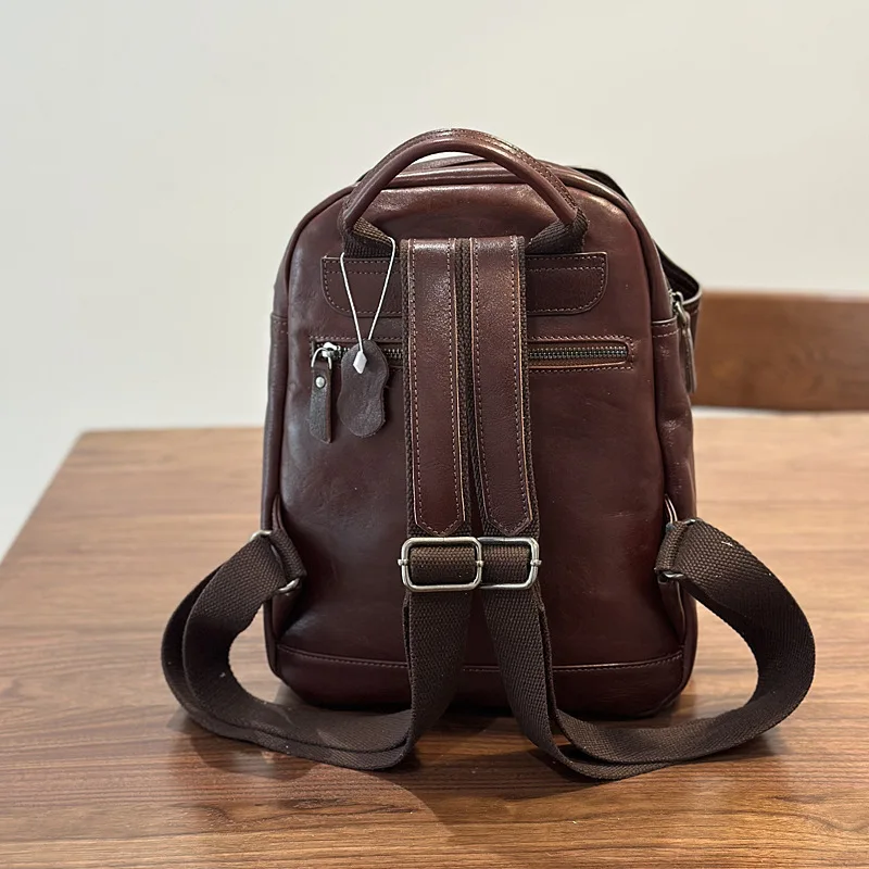 Backpacks Leather Simple Travel Backpack Commute Large Capacity Leather Fashionable Crossbody Bag Soft Leather Casual Bag