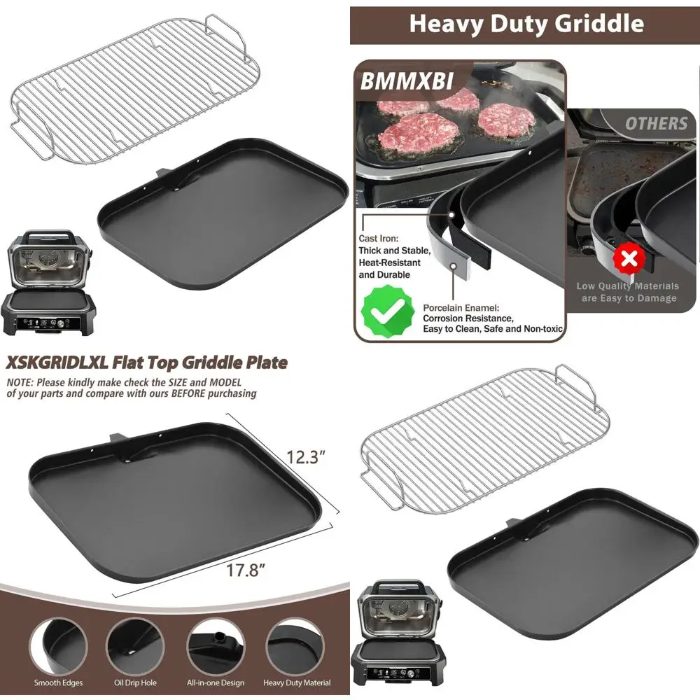 

Ninja Woodfire OG800 OG900 Series Replacement: XL Flat Griddle & Grill Rack for OG951 OG901 OG850