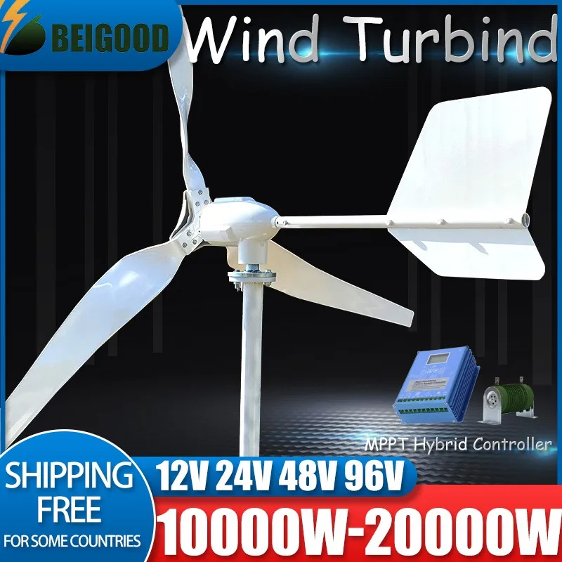 

Wind Turbine Generator 10000W 20000W 12V 24V 48V AC DC 3 Blades With MPPT Controller System Portable Windmills Renewable Energy