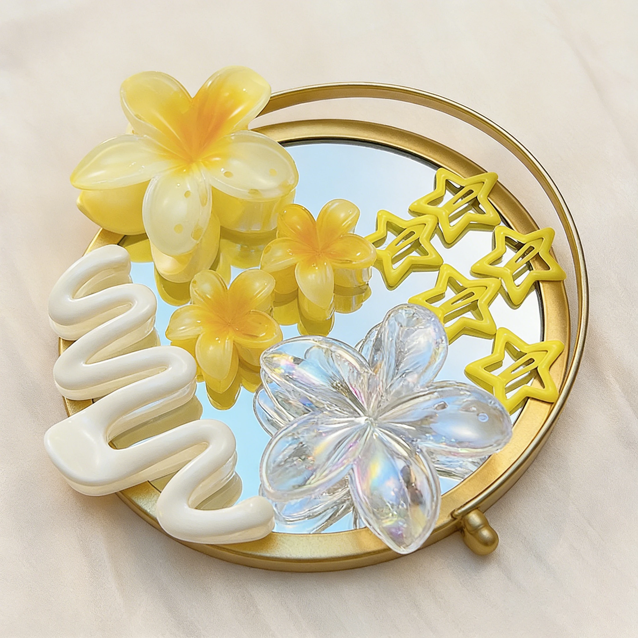 

1Set Medium Plumeria Floral Hair Clip Set, Classic Flower Hair Accessories for Women Bun Braid Formal Hairstyles