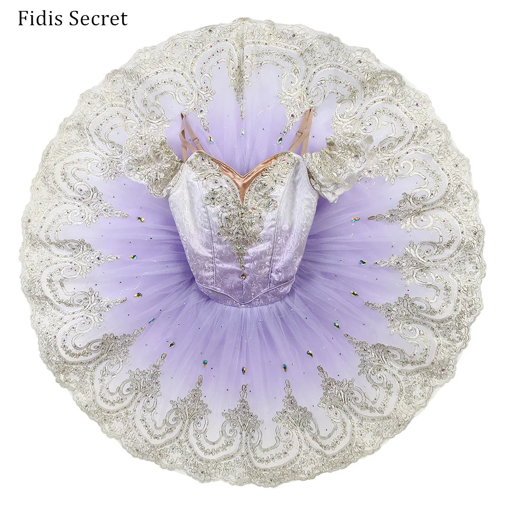 Ombre Purple Flower Fairy Princess Classical Platter Ballet Tutu,Girls Ballerina Concert Competition Professional Stage Costumes