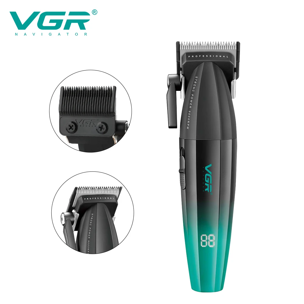VGR مقص الشعر المهنية الشعر المتقلب كليبرز الكهربائية اللاسلكي آلة قطع الشعر 9000 دورة في الدقيقة المتقلب المقص للرجال V-003